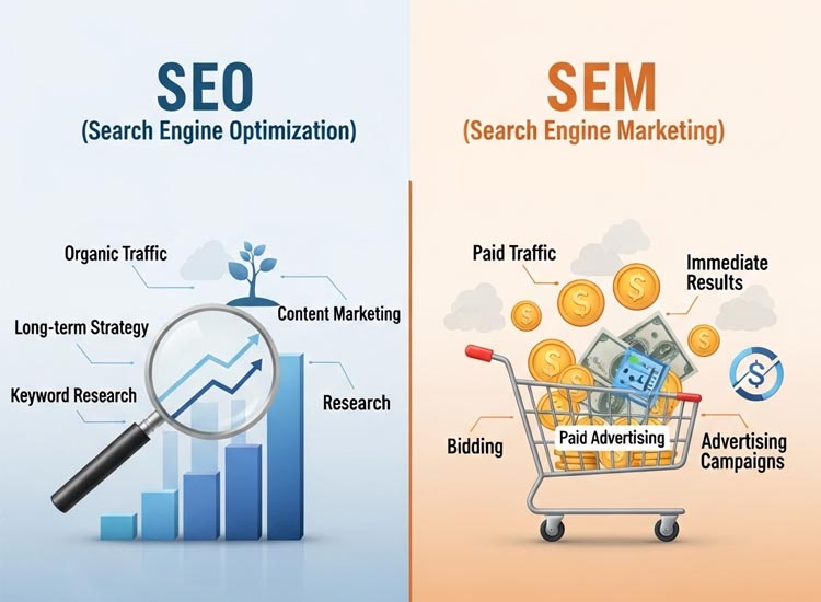 تفاوت های کلیدی بین SEO و SEM: راهنمایی جامع بازاریابی دیجیتال